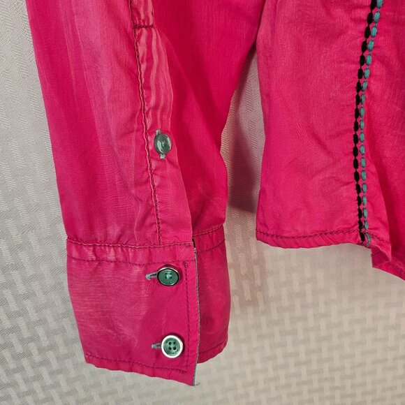 Roar Pink Embroidered Western Button-Down Shirt With Zipper detail - Picture 7 of 11